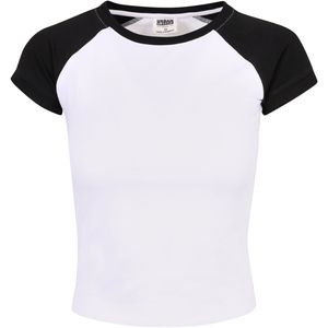 Dámské tričko Urban Classics Ladies Organic Stretch Short Retro Baseball Tee white/black - XXL