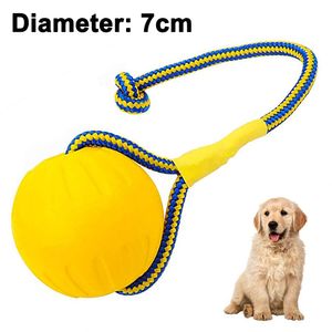 Premium Hundeball mit Seil ⌀ 7cm Hunde Wurfball Tau – Wasser Hundespielzeug Ball mit Schnur für Hunde