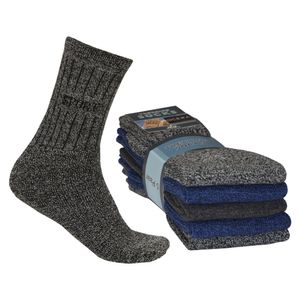 OCERA 5 Paar Thermo Trekking Socken für Herren im Farbmix grau, schwarz & blau Gr. 39/42