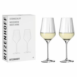 Ritzenhoff Weißweinglas 2er-Set Sternschliff 002, Kristallglas, 380 ml, 3671002