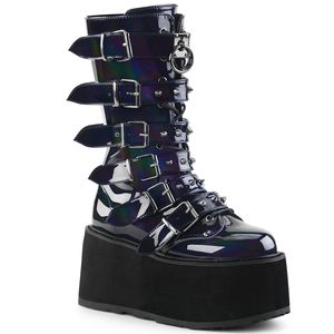 DAMNED-225 Damen Boots von DemoniaCult, Schwarz Holo , EU 38, US 8 DAMNED-225 Damen Boots von DemoniaCult, Schwarz Holo , EU 38, US 8