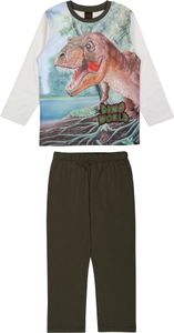 98876 Dino Welt Jungen Schlafanzug Lang Gr. 116 – 100% Baumwolle – Bequemer Pyjama mit Dino-Motiv 🦖🌙