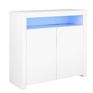 Komoda bíláObývací pokoj Sideboard Storage Cabinet White High Gloss s LED světlem