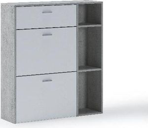 Schuhregal model Wind, 2 Schwingtüren und Schublade, 90x26x101,5cm, Grau und Weiß, für 12 Paar Schuhe