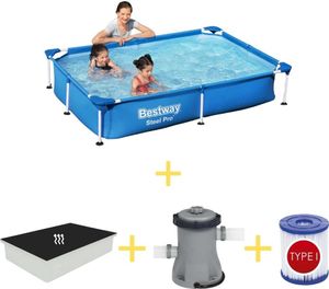 Bazén Bestway - Steel Pro - 221 x 150 x 43 cm - včetně solární plachty, filtračního čerpadla a filtru