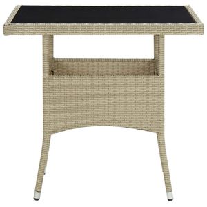 vidaXL Garten-Esstisch Beige Poly Rattan und Glas