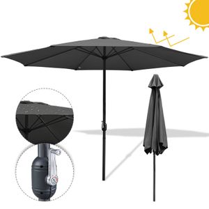 Wolketon 3m-3.5m Sonnenschirm Marktschirm mit Handkurbel UV40+ Outdoor-Schirm Terrassen Gartenschirm,Grau,3.5m