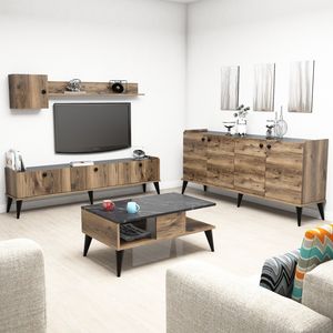 Skye Decor, Lidya- Lidya 2BMS, ořech, obývací pokoj, 49x180x35 cm, 100% melaminovaná dřevotříska