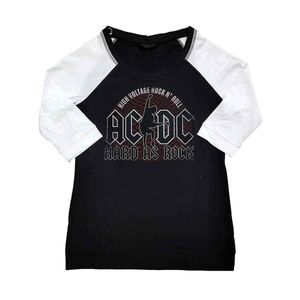 AC/DC - "Hard As Rock" T-Shirt für Damen  Raglanärmel RO766 (M) (Schwarz/Weiß)