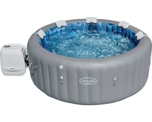 Aufblasbarer Whirlpool Bestway® LAY-Z-SPA® Whirlpool Santorini HydroJet Pro™ mit Massagesystem, 10 HydroJet™-Düsen, 180 AirJet™, Frostwächter und Erdungs-Erkennungssystem grau