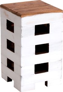 SITZHOCKER "BRICK" | 48x29cm (HxB), Mahagoni | Holzhocker | Farbe: 06 weiß-landhaus