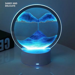 3D Fließende Sandkunst, Sandbilder Zum Drehen, Dynamische , 3D Tiefsee Sandbild in Bewegung für Zuhause, Büro und Desktop Nachbildung (Blau)