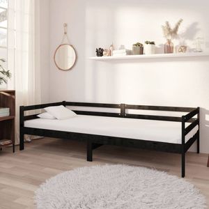 Prolenta Premium  Tagesbett mit Matratze 90x200 cm Schwarz Kiefer Massivholz