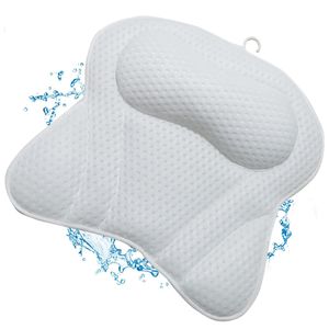 Penelife Badewannenkissen mit 6 Saugnäpfen - Ergonomisches Badekissen mit 4D Luftmaschen Technologie - Nackenkissen für eine optimale Entspannung - Badewannen Kissen weiß
