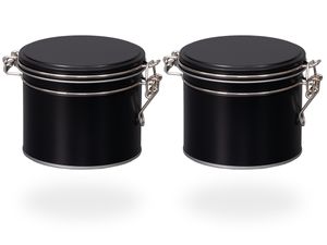 tea4chill Teedosen / Kaffeedosen / Vorratsdosen Set, 2 Dosen  je 150g, schwarz mit Bügelverschluss