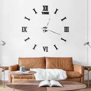 Wanduhr 3D DIY XXL Stumm Acryl-Wanduhr Moderne Designer Wanduhr 3D Wand Uhr Home Office Schule Dekoration riesig 80-120cm, schwarz,