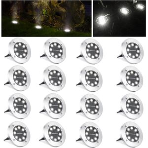 Speed 16 x LED Solarlampe Bodeneinbaustrahler Solar Bodenleuchte Bodenlampe Außen 8Leds,Kaltweiß