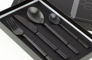 Besteck Set Black Cutlery 4tlg. Schwarz Matt Edelstahl Küche Gedeckter Tisch Neu