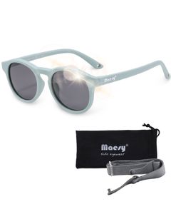 Maesy Baby Sonnenbrille Kinder 1-3 Jahre - Flexibel biegbar - Gummiband - Polarisierter UV400 Schutz - Jungen und Mädchen – Rund - Bowi – Blau
