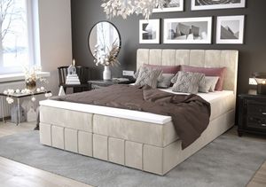 Boxspringová posteľ s úložným priestorom MADLEN - 200x200, béžová