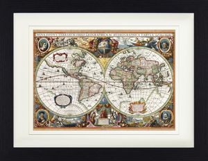 Historische Landkarten Gerahmtes Bild Mit Edlem Passepartout | Wand-Bilder | Im Bilderrahmen - Weltkarte, Nova Totius Terrarum, 1630 (30 x 40 cm)