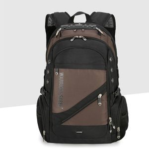 Herren Verstellbare Riemen-Rucksack-Schule Reißverschluss Daypack Wasserdichte Multi-Taschen Rucksack, Farbe: Braun, Größe: 17 Zoll