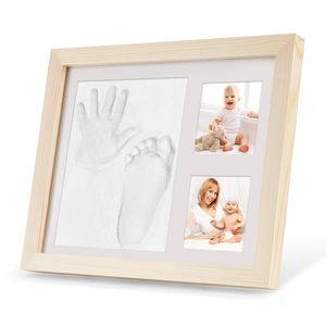 Baby Handabdruck und Fußabdruck, Baby Holz Bilderrahmen mit Gipsabdruck, Baby Fuß- oder Hand-Abdruck Set, Baby Handprint Fussabdruck, Ideale Babyparty Geschenk - Erinnerungen für die Ewigkeit