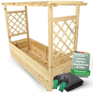 holz4home® Pflanzkasten XL mit Dach aus Tannenholz inkl. Vlieseinlage I Blumenkasten für Garten, Terrasse I Pflanzkübel Blumenkübel Rankgitter