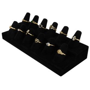 BELLE VOUS Ringständer - 12 Ringkegel Schmuckständer, 2-stöckiger Schwarz Samt Ringhalter Schmuckhalter - Ring Schmuck Aufbewahrung Organizer für Zähler, Schaufenster, Zuhause, Tischdeko