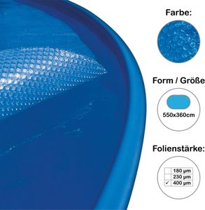 Solarplane, Solarfolie, Luftpolsterabdeckung 550x360cm, oval, blau,  400 µm