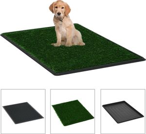 vidaXL Toaleta pre zvieratá s vaničkou a umelým trávnikom zelená 76x51x3 cm WC