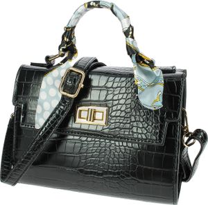 Gallantry, L'éxotique Handtasche mit Krokodillederoptik, Schickes Design, Schwarz
