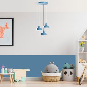 Opviq, Memati - 181Light Blue - 3, Kronleuchter, METALLKÖRPER, Hellblau, 108 x 30 x 30 cm