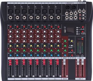8-Kanal Mixer Audiomixer Digitale Schnittstelle Mischpult mit USB Bluetooth MP3 Computereingang (schwarz) für DJ Party Karaoke