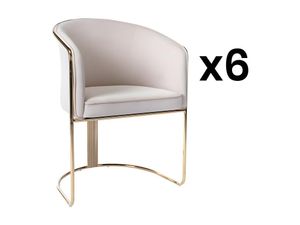 Stuhl mit Armlehnen 6er-Set - Samt & Metall - Beige und Goldfarben - JOSETHE von Pascal MORABITO