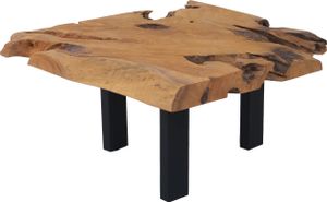 Couchtisch Beistelltisch massiv Teakholz naturbelassen 80x80x40 cm schwarz IBIZA