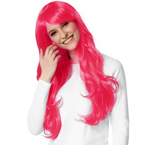 Perücke Lange Haare Locken - pink