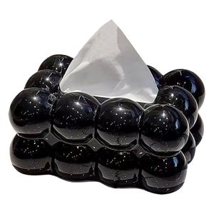 Zuckerwatte Taschentuchbox Kosmetiktücherbox Taschentuchspender Papieraufbewahrungsbox Tischdekoration (Schwarz)