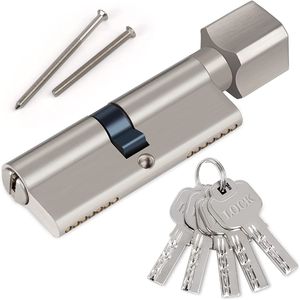 Schließzylinder 40/40 inkl. 5 Schlüssel Metallsilber-Knaufzylinder für alle Arten von Türen