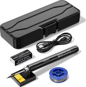 MODFU Elektrischer Lötkolben Set - 8W Lötkolben Lötset, am Lötkolben, Einstellbare Temperatur 300℃-450℃ mit Lötkolben Stift,Lötspitzen, für DIY Kunst Schwarz