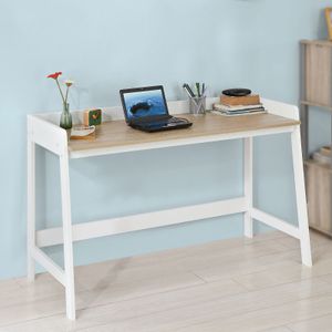 SoBuy® Schreibtisch,Computertisch Bürotisch, weiß/natur,FWT41-WN