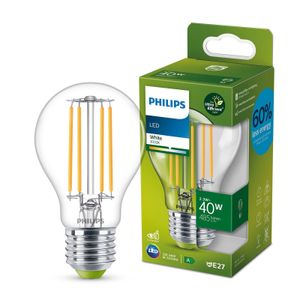 Philips LED Lampe ersetzt 40 W, E27 Standardform A60, klar, warmweiß, 485 Lumen, nicht dimmbar, 1er Pack