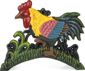 Moritz Schlauchhalter bunter Hahn Antike Wand Gartenschlauch Halterung zur Wandmontage aus Gusseisen Schlauchhalterung Gartenschläuche Wandhalter