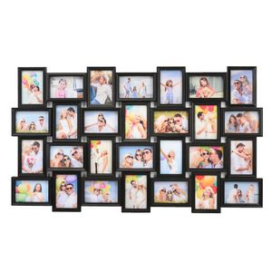 XL Fotorahmen Collage für 28 Fotos von 10 x 15 & 15 x 10 cm - Fotorahmen für Fotoformat 14x 10x15 cm & 14x 15x10 cm - Mit 28 Fotorahmen - Abmessung: 103,5 x 60,5 cm - Schwarz - Decopatent