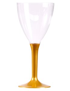 Weingläser mit goldfarbenem Stiel aus Kunststoff 10 Stück transparent-gold 160 ml