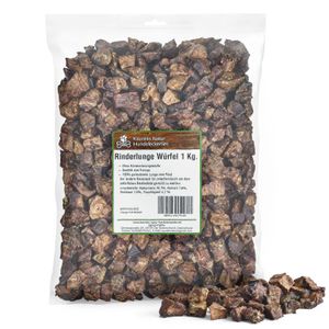 Kaureks Natur Hundeleckerlies, Rinderlunge 1kg, Rinderlunge Würfel, Kausnack, Hundefutter, Kauartikel