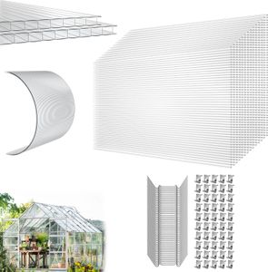 LARS360 14x polykarbonátové dvojstenné dosky 1210 x 605 x 4 mm - dvojplášťové dosky pre skleníky a prístrešky pre autá Viacplášťové dosky odolné voči UV žiareniu cca 10,25 m²