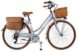 Dolce Vita by Canellini Fahrrad Citybike Frau Aluminium mit Korb und Tasche - Grau 46