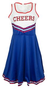 USA Cheerleader Kostüm für Damen | Party Karneval Kleid Blau Weiß Rot Größe: 44/46