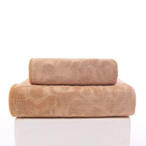 FEBE Towels Ręcznik kąpielowy 70x140 + 50x100 cm brązowy Zestaw ręczników Ręcznik kąpielowy frotte z kwiatowym wzorem Ręcznik z mikrofibry